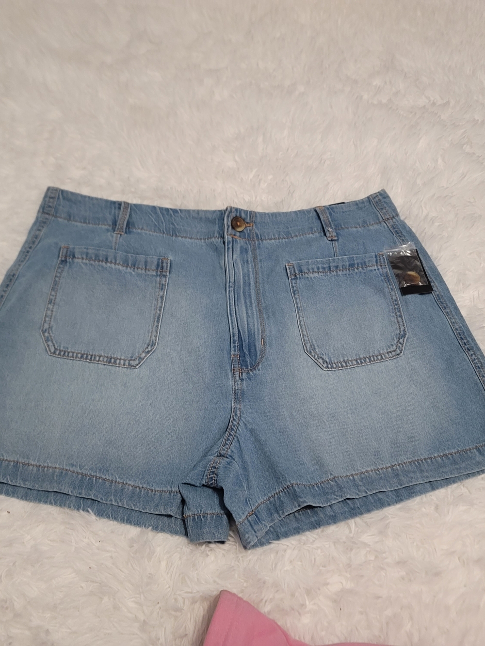 🔥3 For $25 Rachel Light Denim Patch-Pocket Jean High Rise Shorts